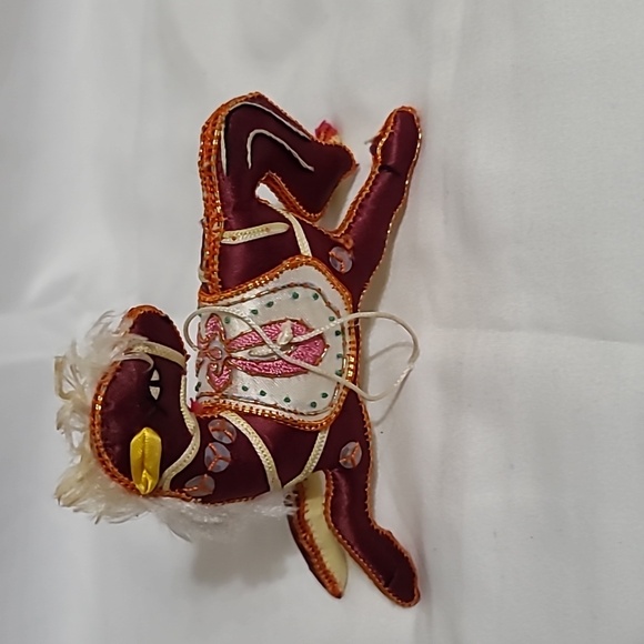 Vintage Chinese Silk Satin Embroidered Horse Racing Pony Sequins Figure ornament - Picture 9 of 11